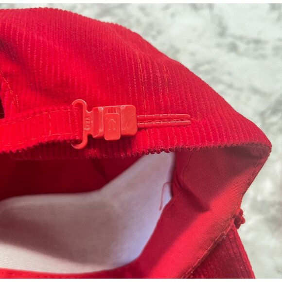 Carnation Corduroy Hat Vintage Potato Person Red Baseball Cap Ama Pro Zip Strap - Picture 9 of 11